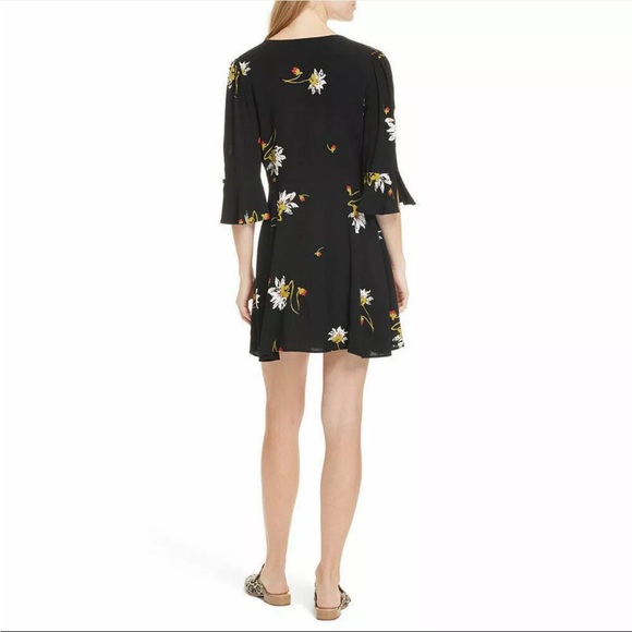 FREE PEOPLE Black Time On My Side Floral Flowy Wrap Mini Dress XS - Picture 3 of 5